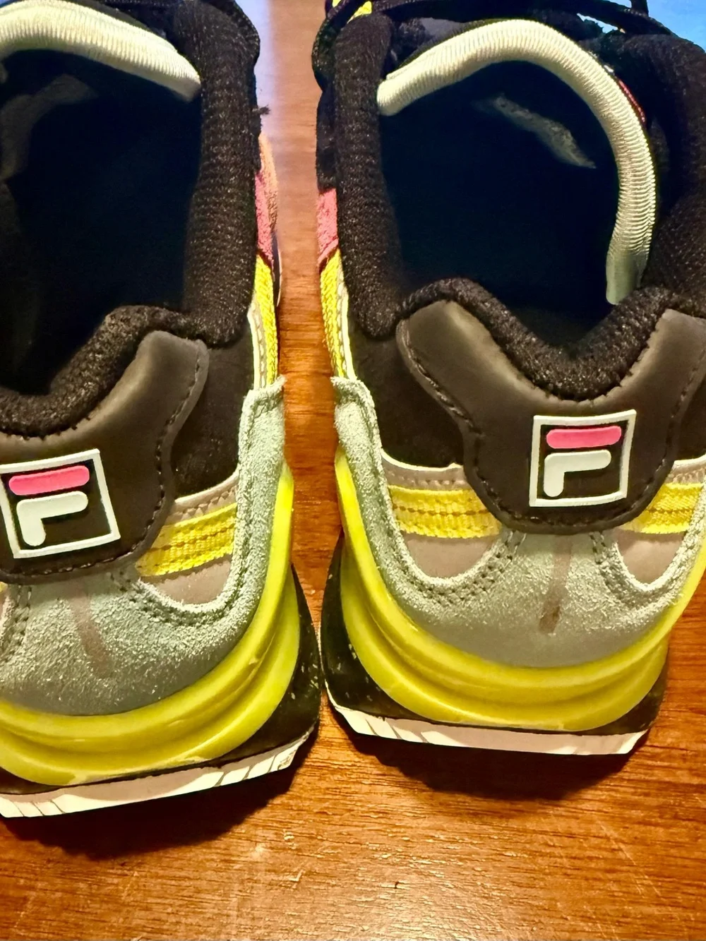 Fila women's Black Sneakers with Pink and Yellow Accents